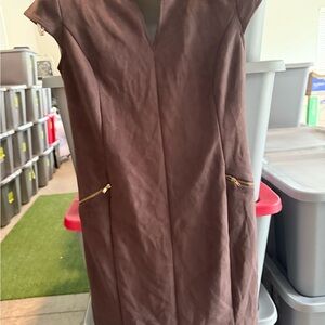 Elegant Brown Cap Sleeve Dress p55